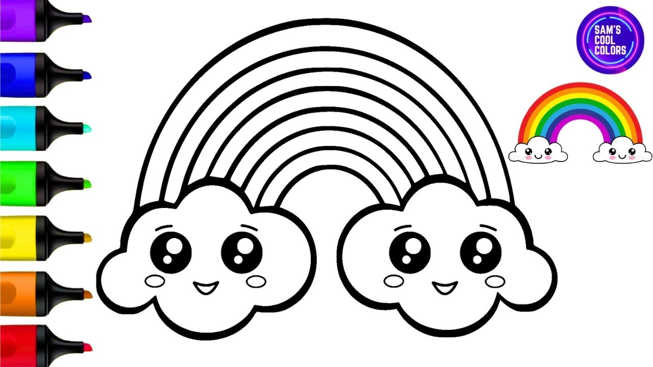 Coloring A Cute Kawaii Rainbow Coloring Page Markers YouTube
