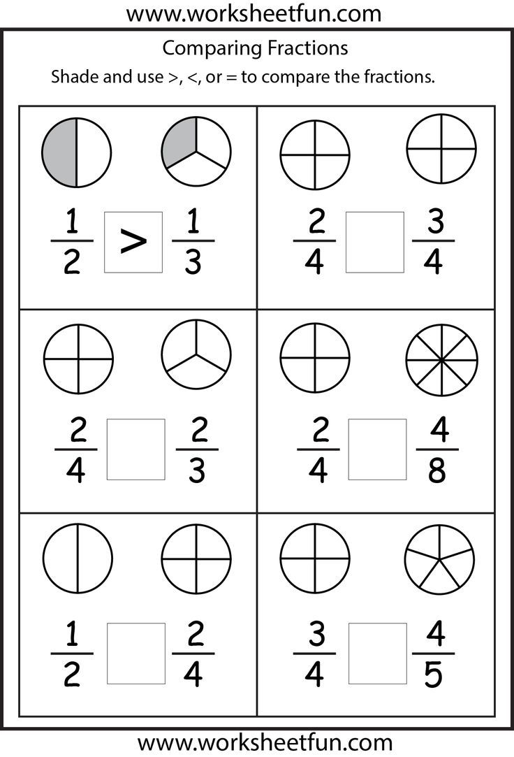 free printable fraction worksheets