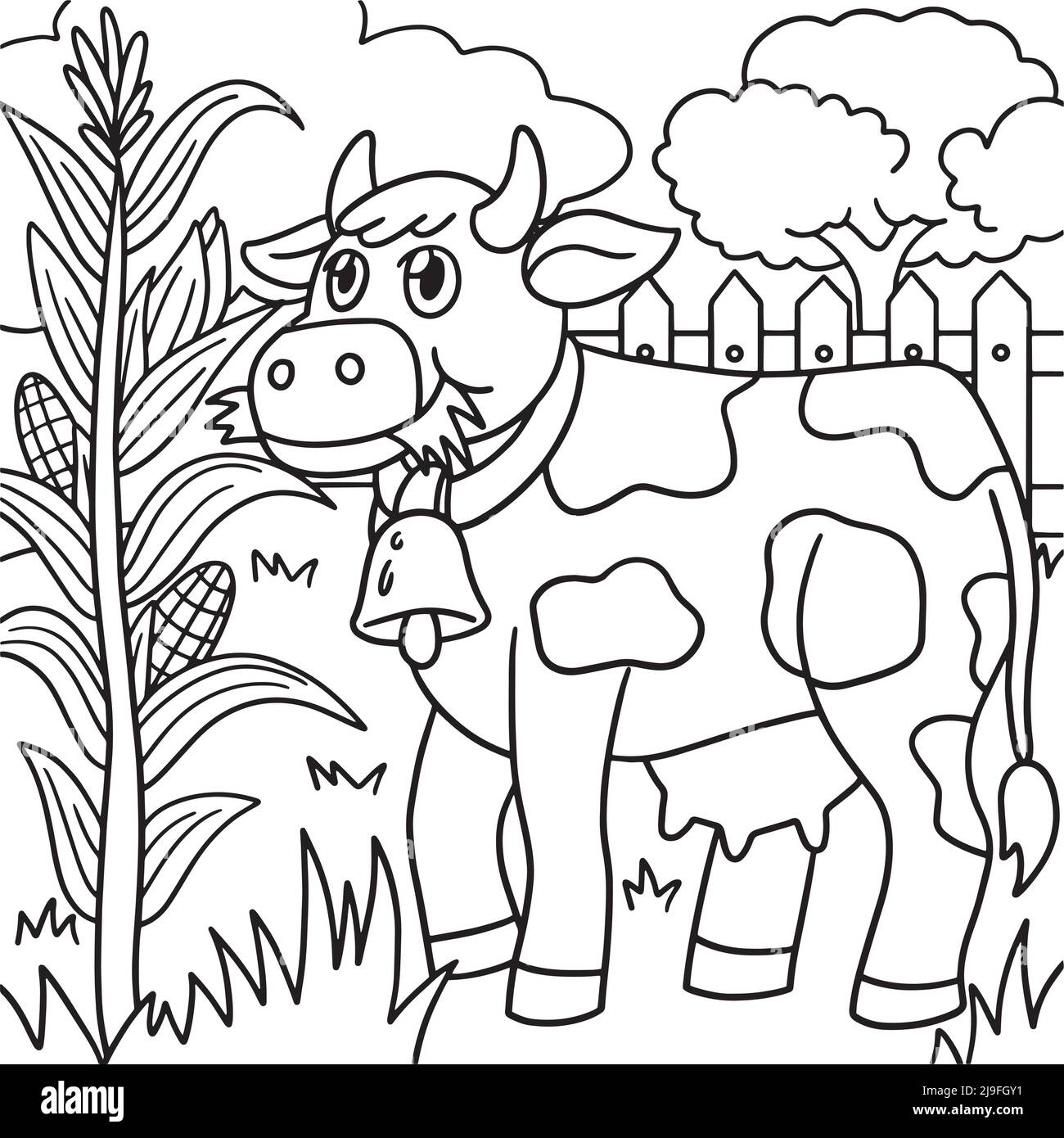 Cow Coloring Page For Kids Stock Vector Image Art Alamy