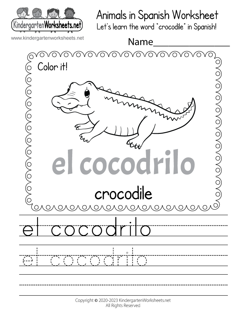 printable spanish worksheets