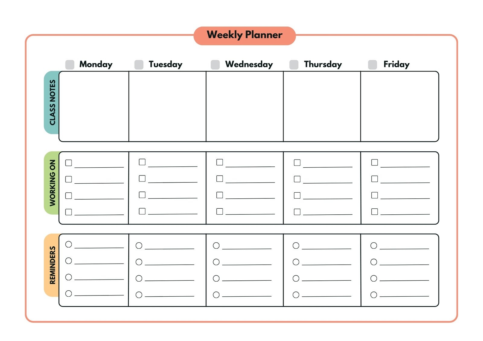 free printable student planner