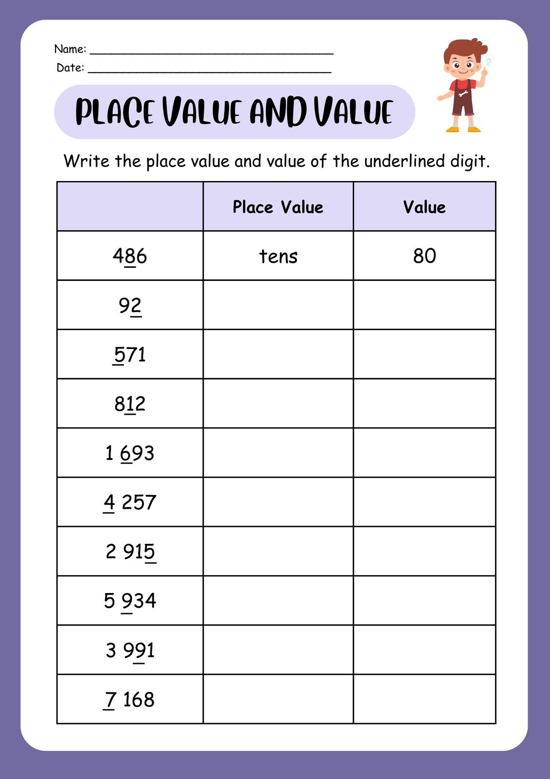 Customize 84 Place Value Worksheets Templates Online Canva