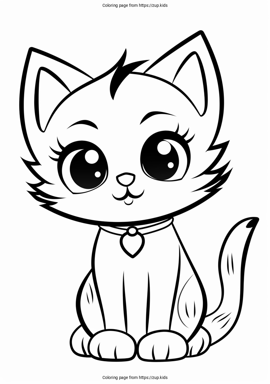 Cute Kitten Coloring Page From Zup kids