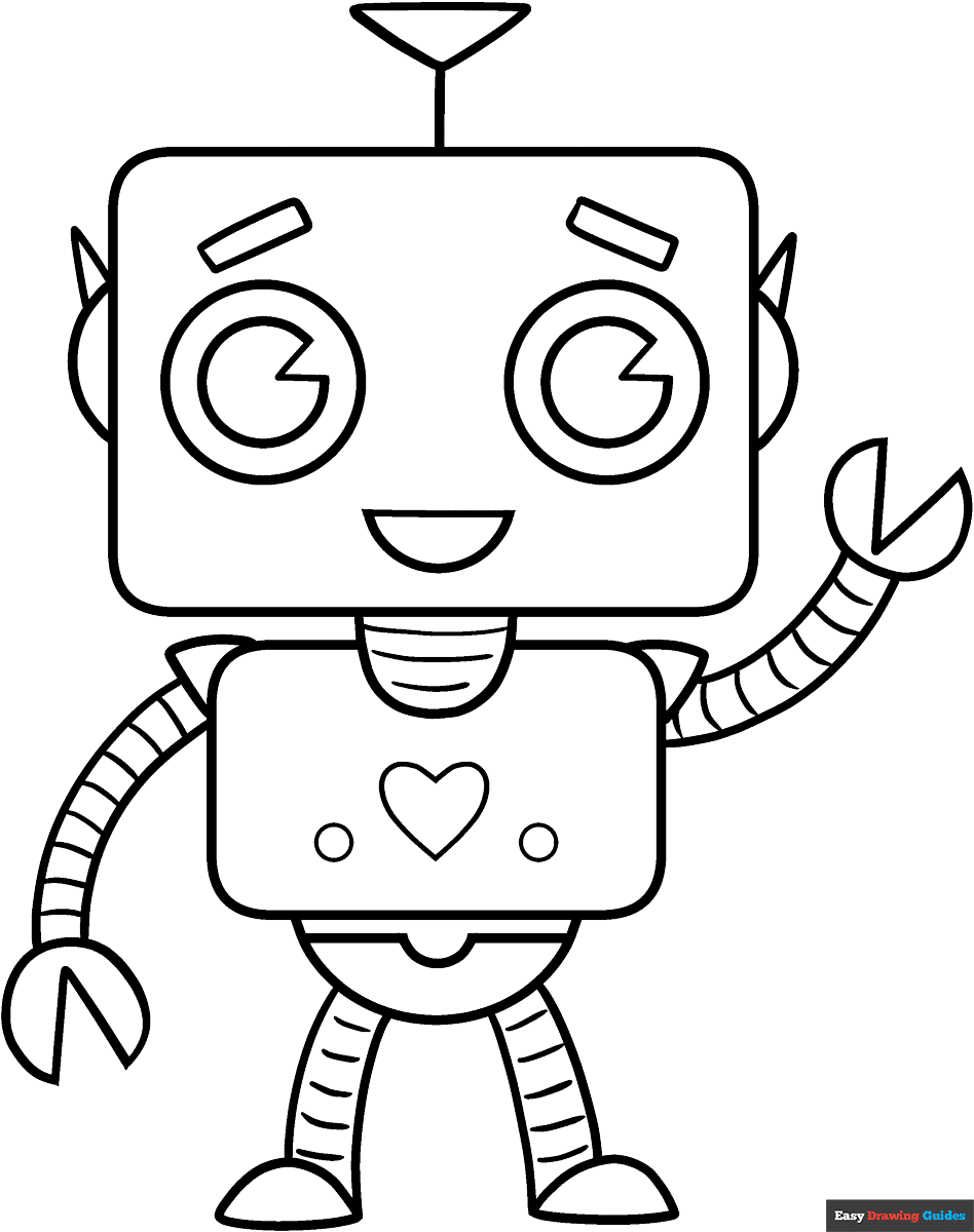 Cute Robot Coloring Page Easy Drawing Guides Cute Robot Coloring Page Easy Drawing Guides