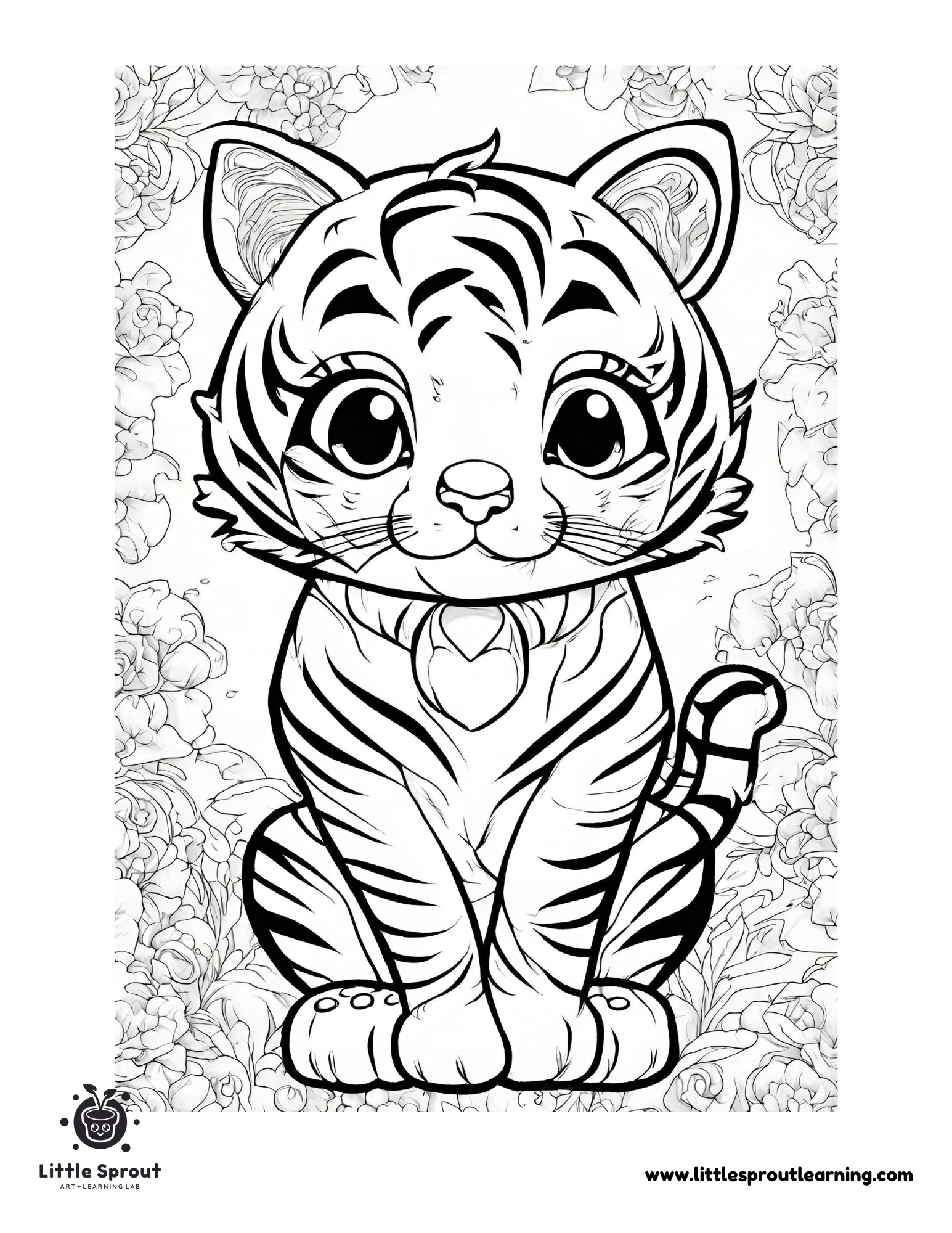 Cute Tiger Coloring Page Little Sprout Art