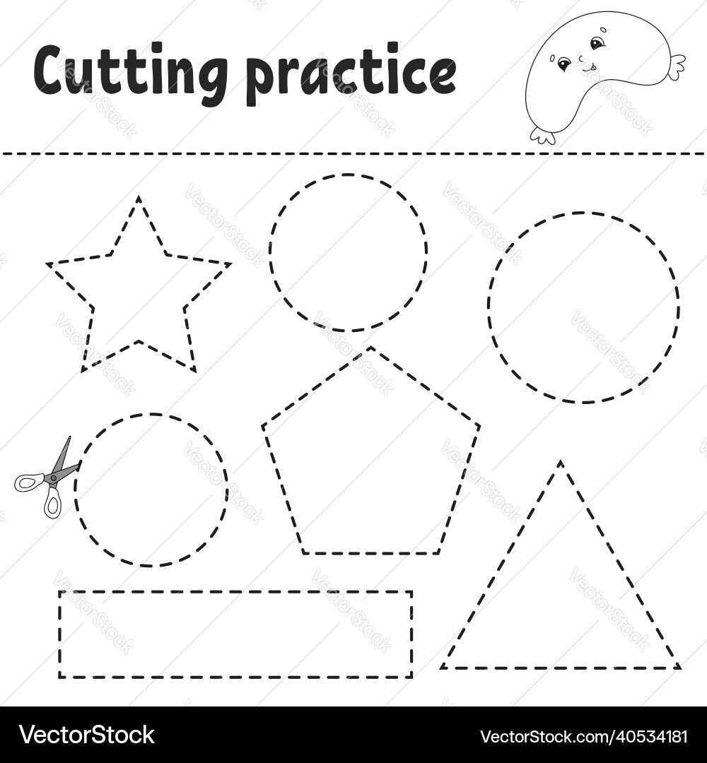 Cutting Practice For Kids Education Developing Vector Image