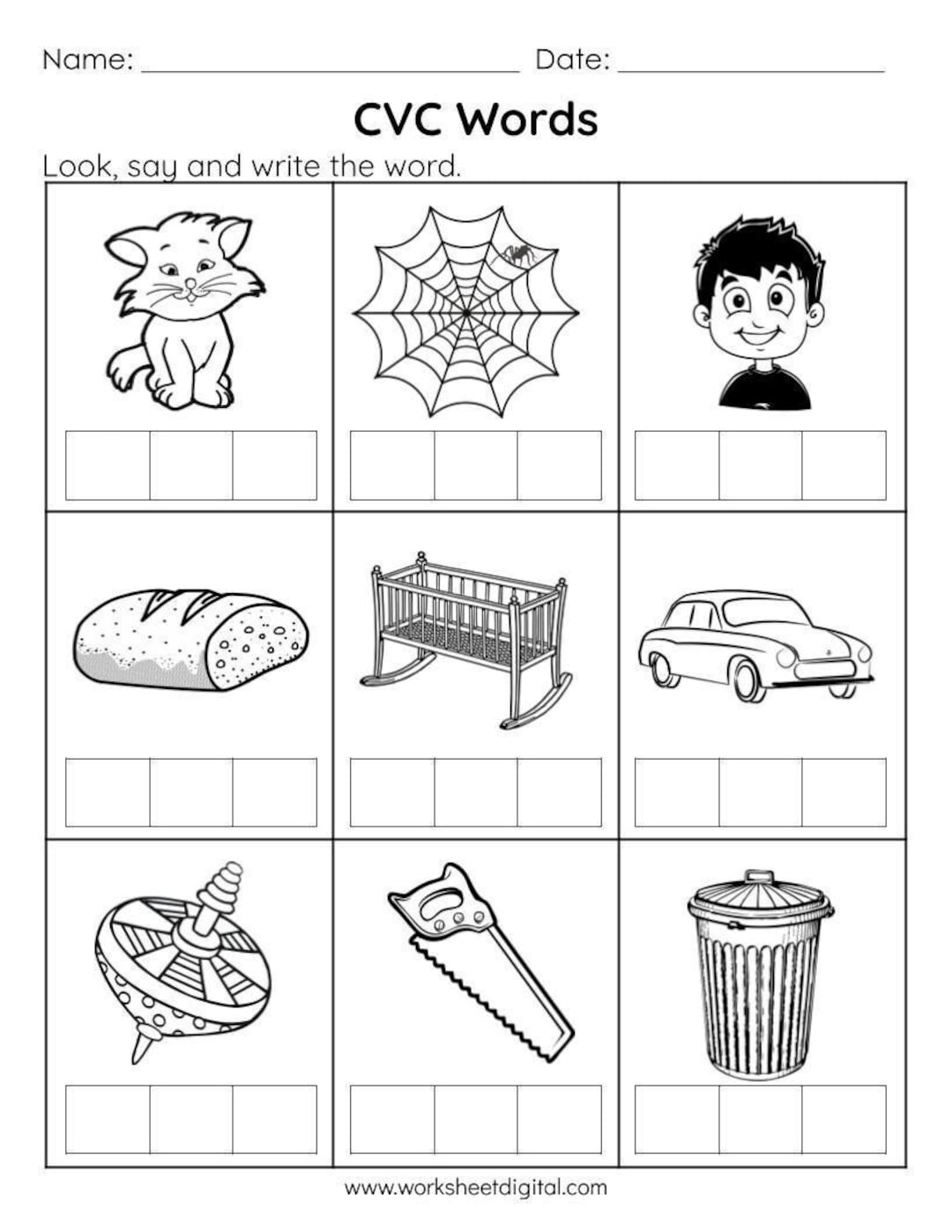 cvc printable worksheets for kindergarten