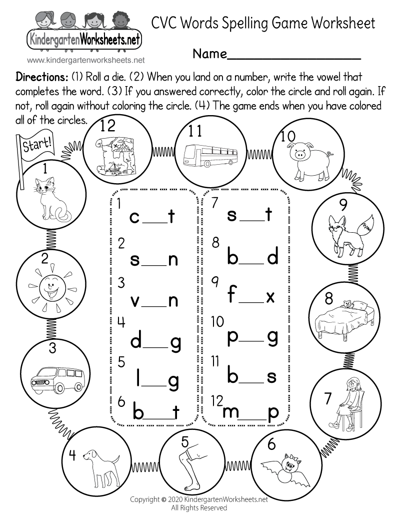 free printable cvc worksheets