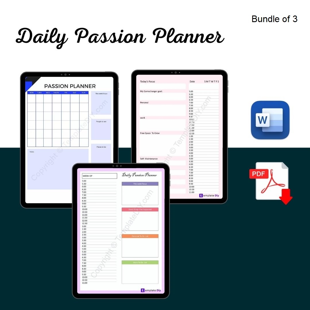 Daily Passion Planner Printable Template In PDF Word Excel Daily Passion Planner Printable Template In PDF Word Excel