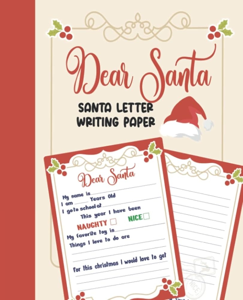 Dear Santa Santa Letter Writing Paper 80 Letters To Send To Santa Claus Paper Letter 9798774984749 Amazon Books