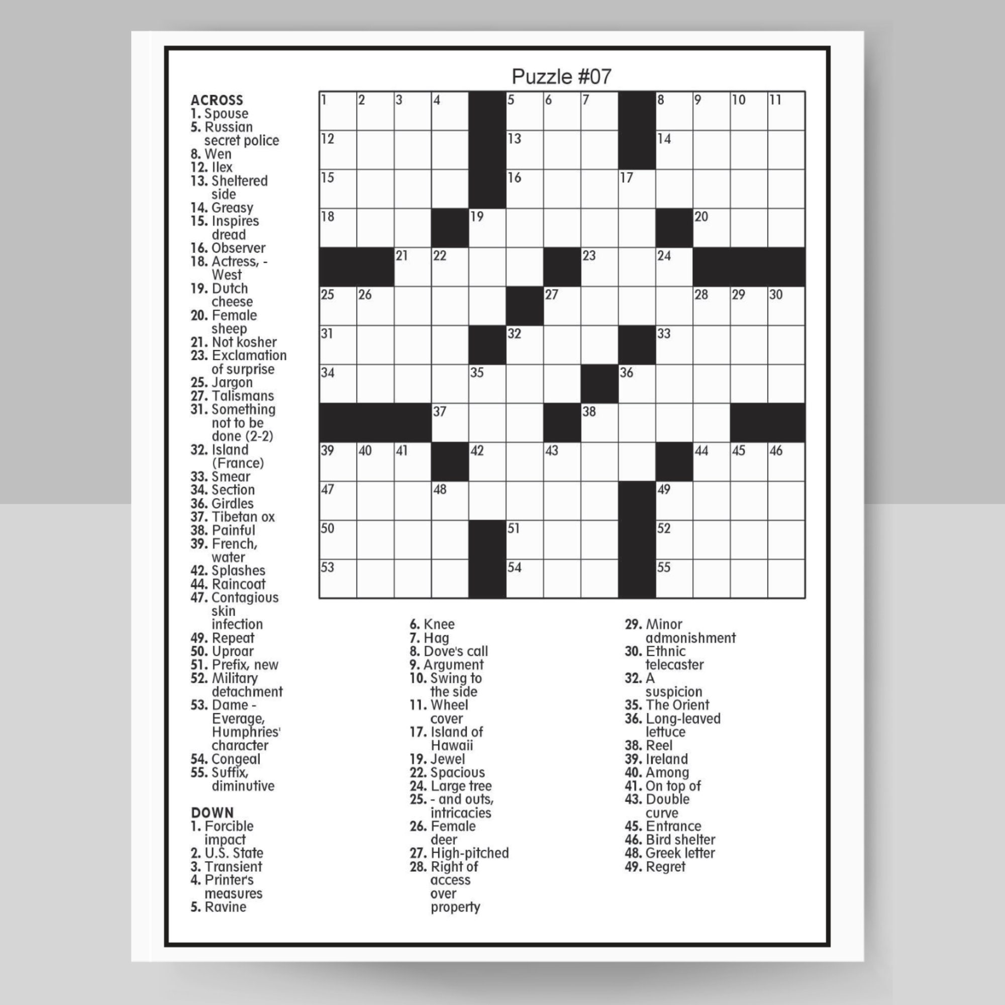 Digital Download 100 Printable Crossword Puzzles For Adults Fun Activities Book For Seniors With Solutions 8 5x11 Inches Crossword Pdf Etsy Digital Download 100 Printable Crossword Puzzles For Adults Fun Activities Book For Seniors With Solutions 8 5x11 Inches Crossword Pdf Etsy