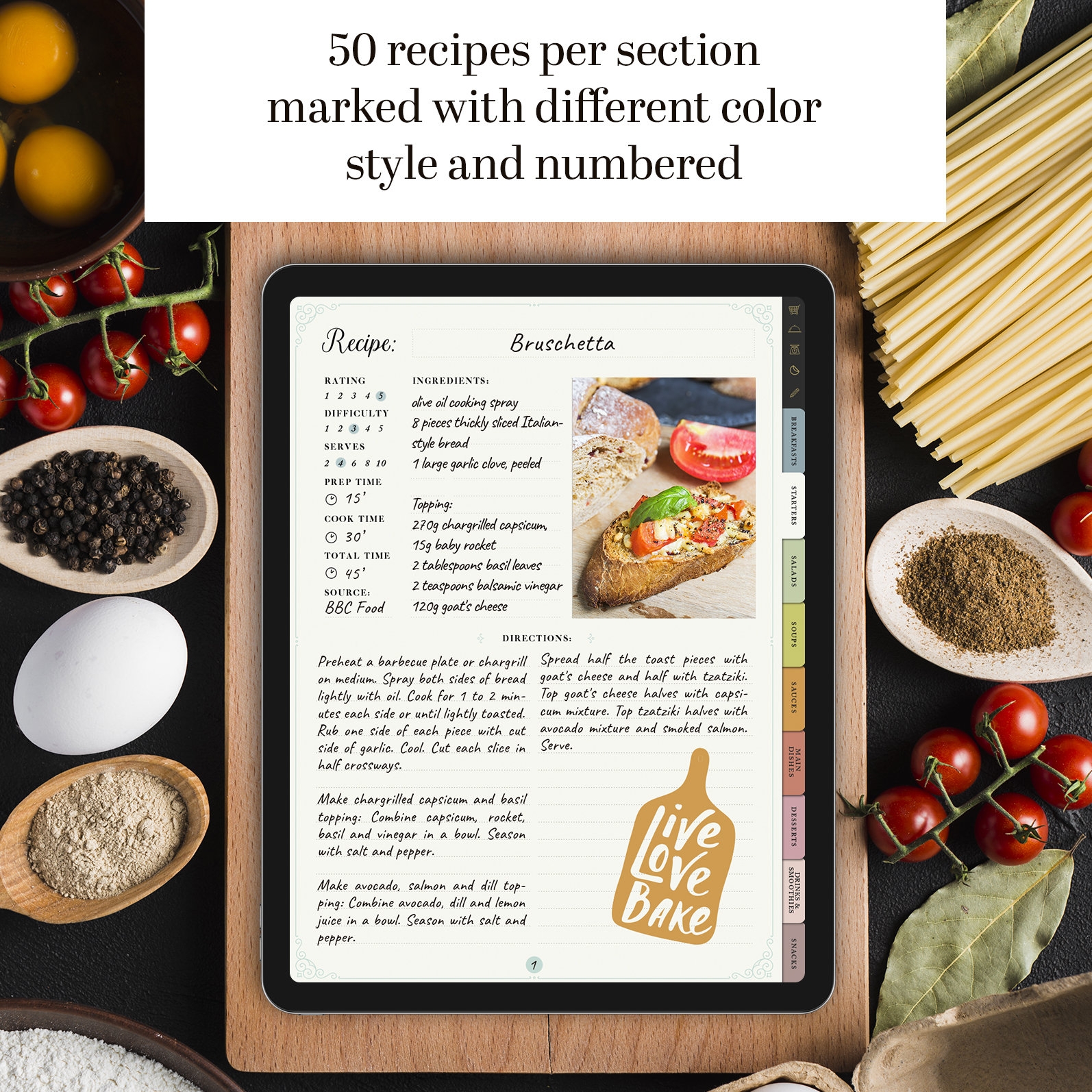 Digital Recipe Book For IPad Goodnotes Recipes Ipad Digital Meal Planner Recipe Template Cook Book Template Etsy
