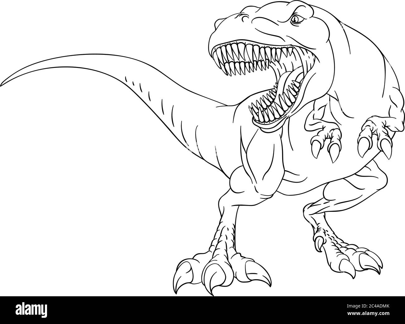 Dinosaur T Rex Outline Cartoon Coloring Book Page Stock Vector Image Art Alamy