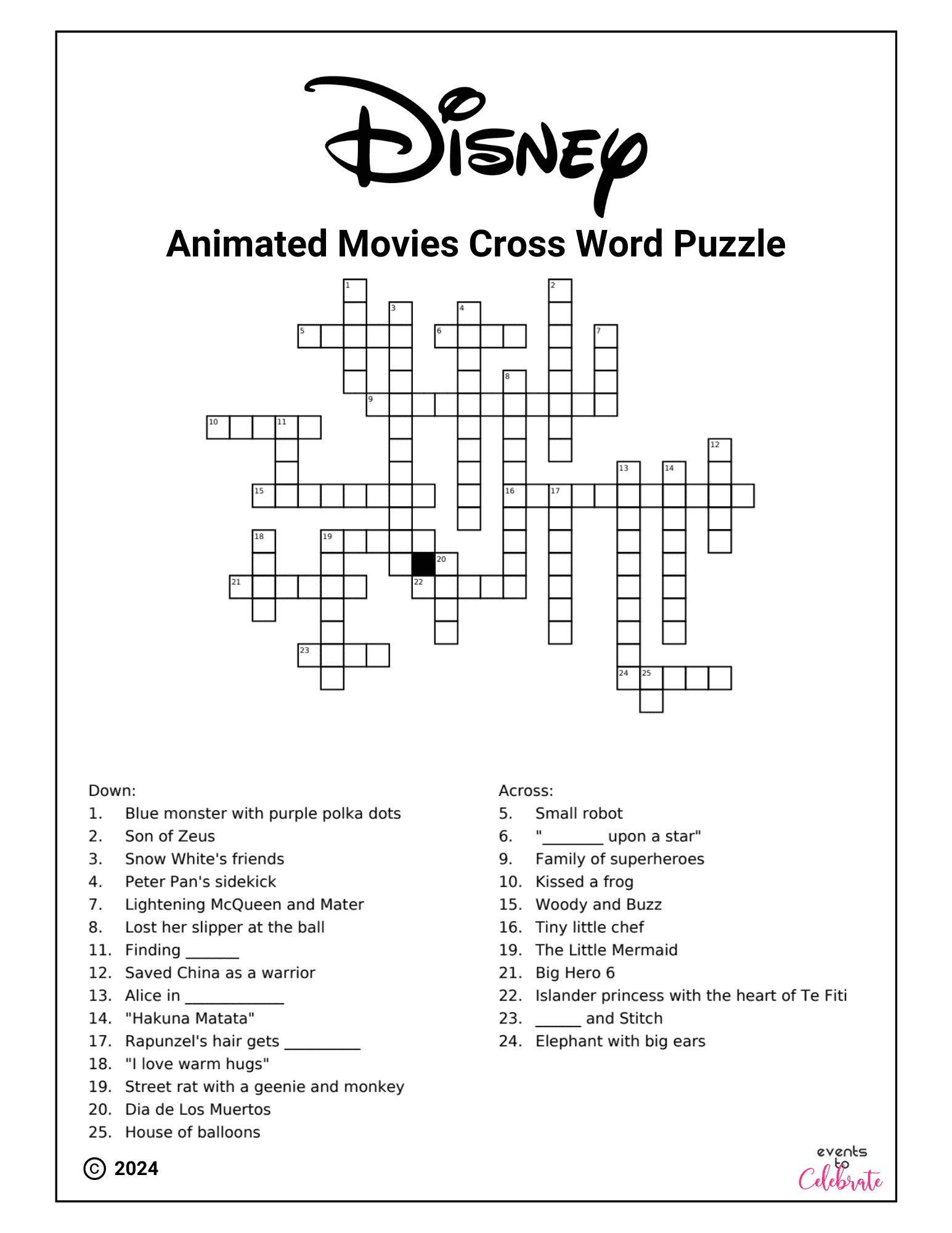 Disney Crossword Puzzles For Kids Villains And Heroes Party Ideas For Real People Disney Crossword Puzzles For Kids Villains And Heroes Party Ideas For Real People