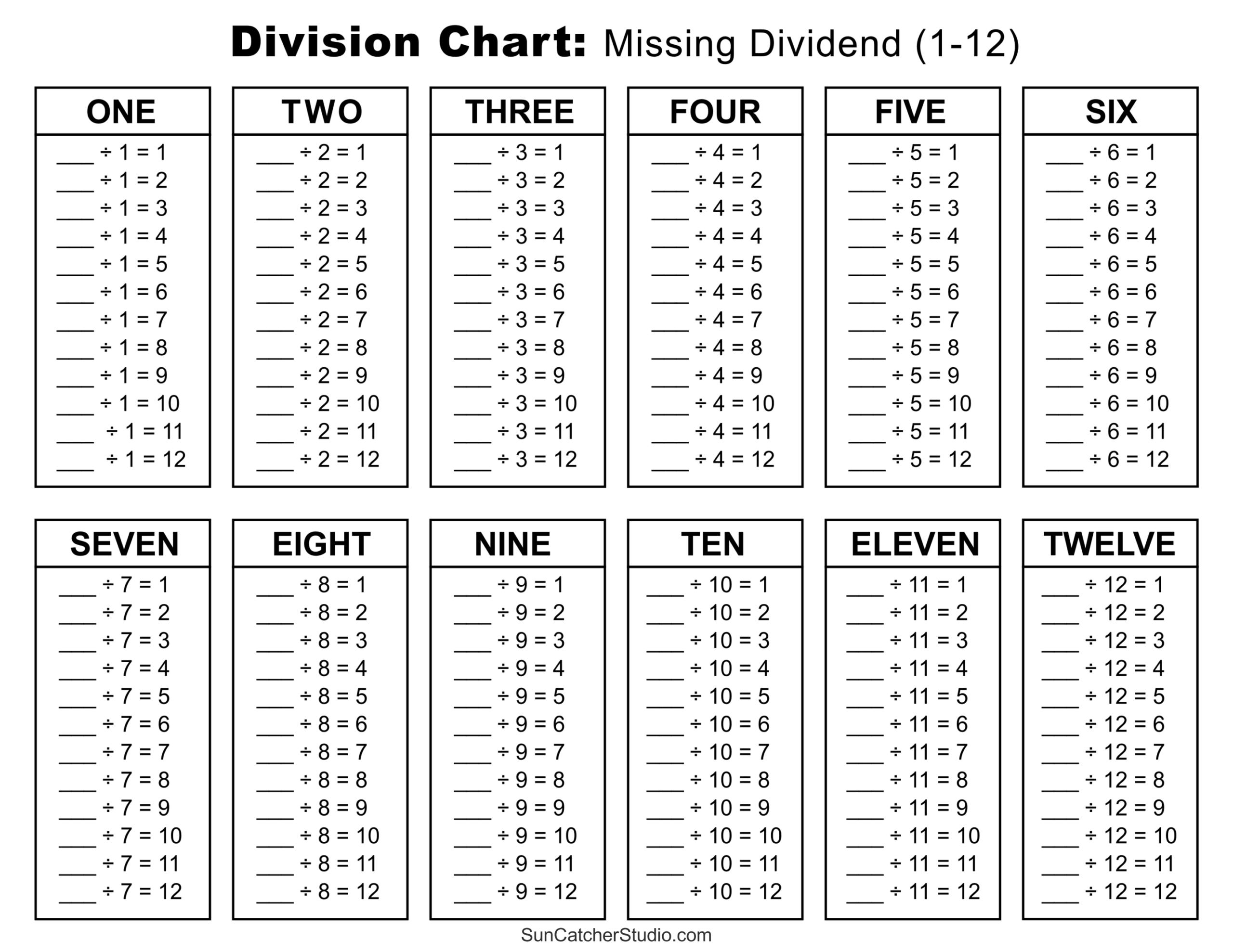 free printable division worksheets