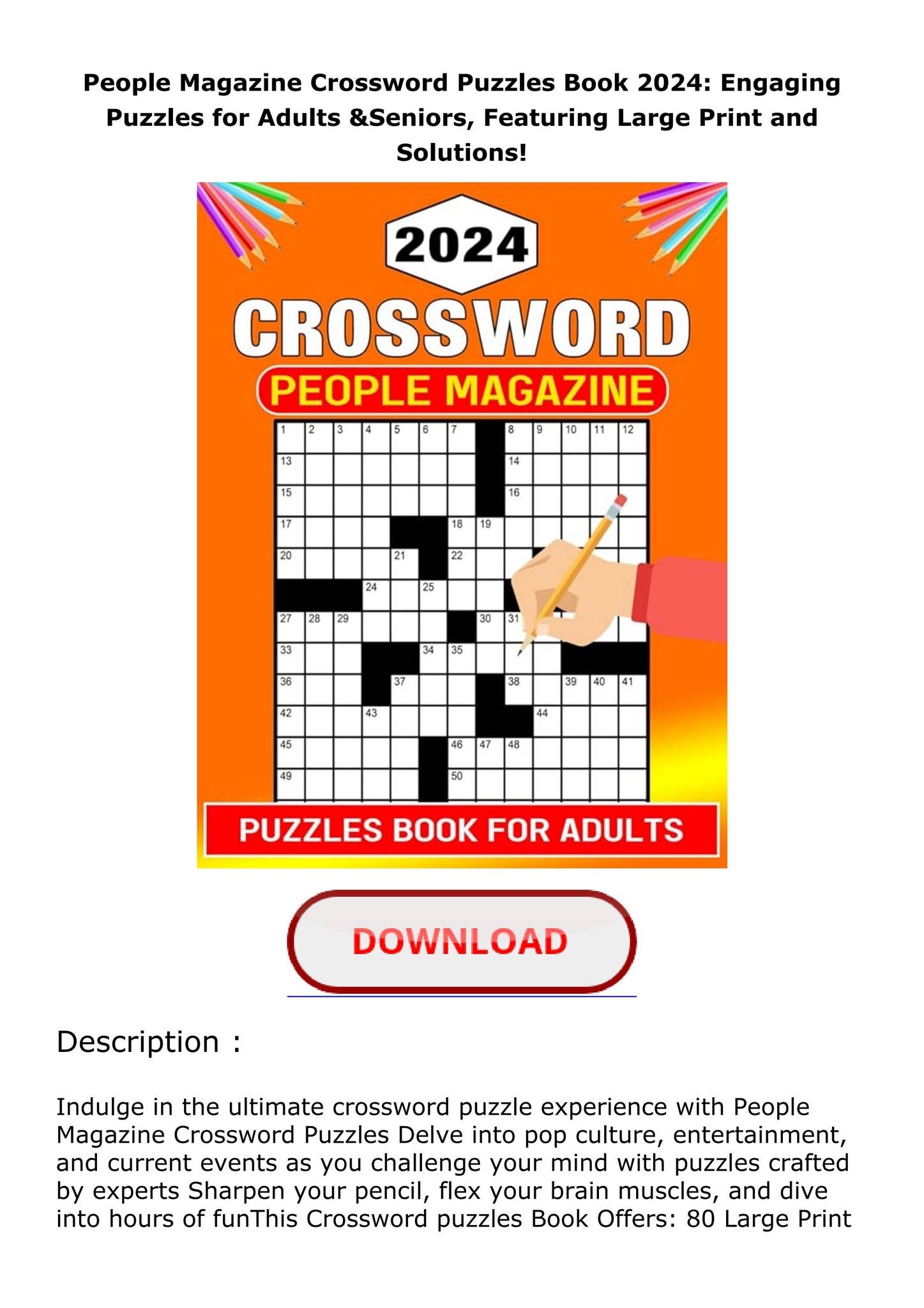 Download PDF People Magazine Crossword Puzzles Book 2024 Engaging Puzzles For Adults amp Seniors F By Zaneseyipeters Issuu