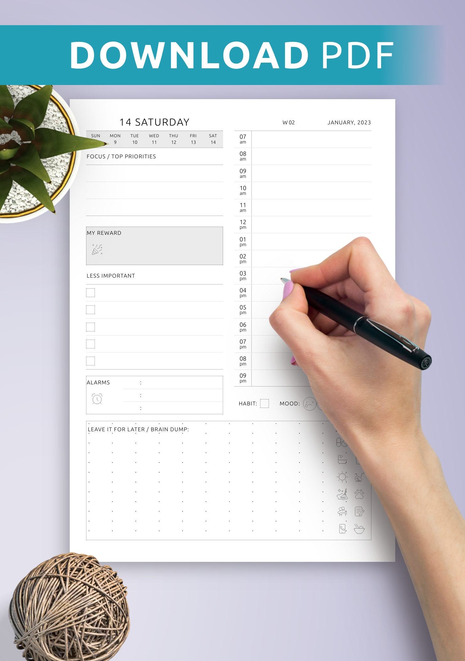 Download Printable ADHD Daily Planner Template Printable Digital PDF Download Printable ADHD Daily Planner Template Printable Digital PDF