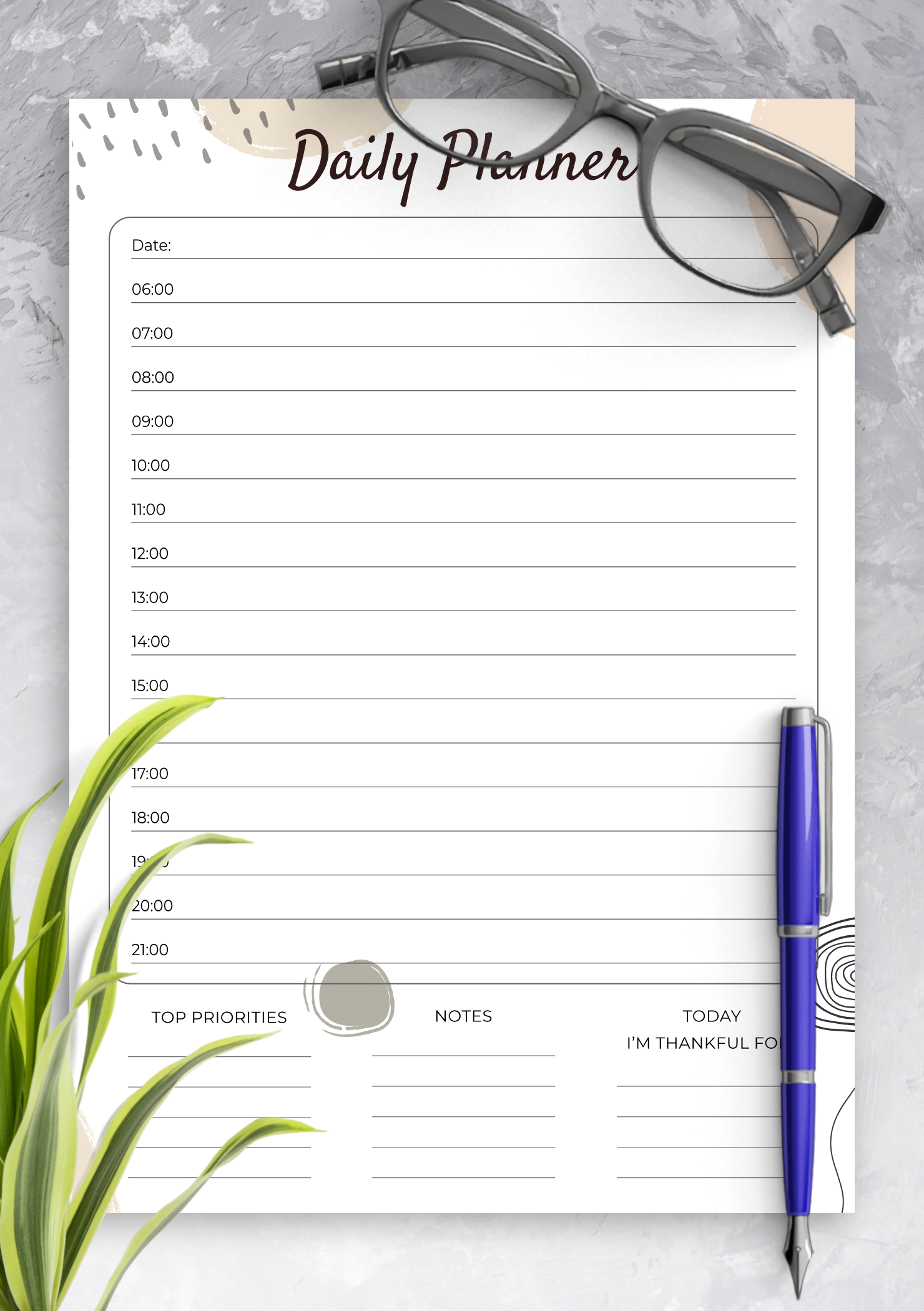 Download Printable Daily Planner With Time Slots Template PDF Download Printable Daily Planner With Time Slots Template PDF