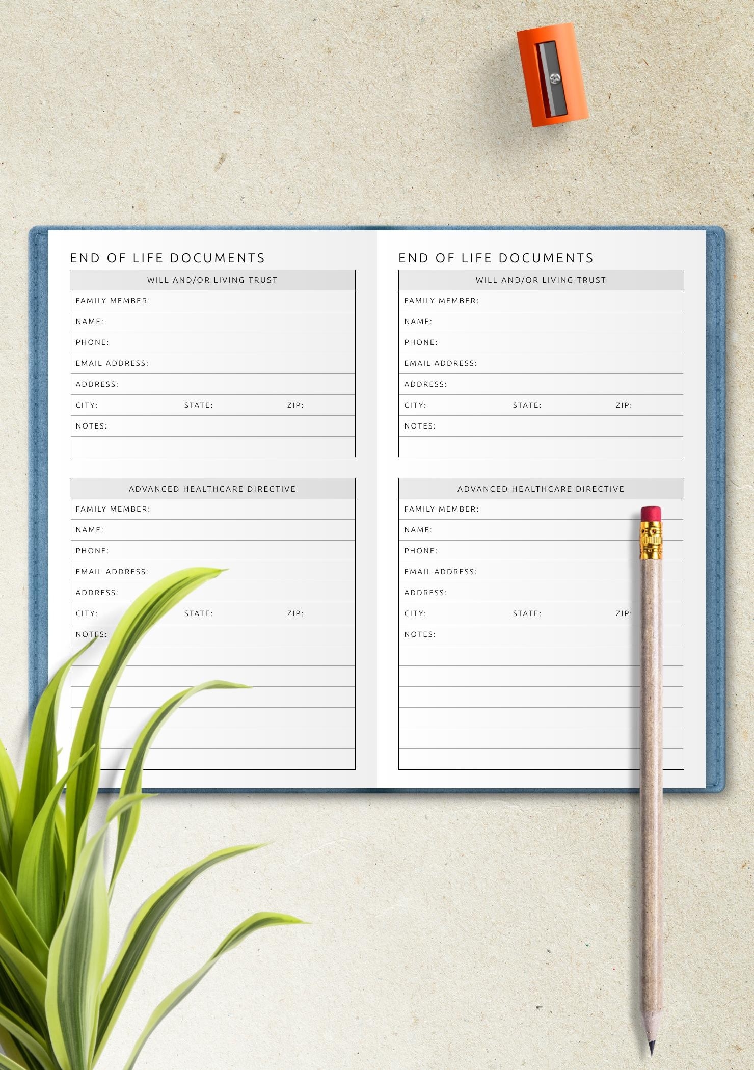 free printable end of life planner pdf