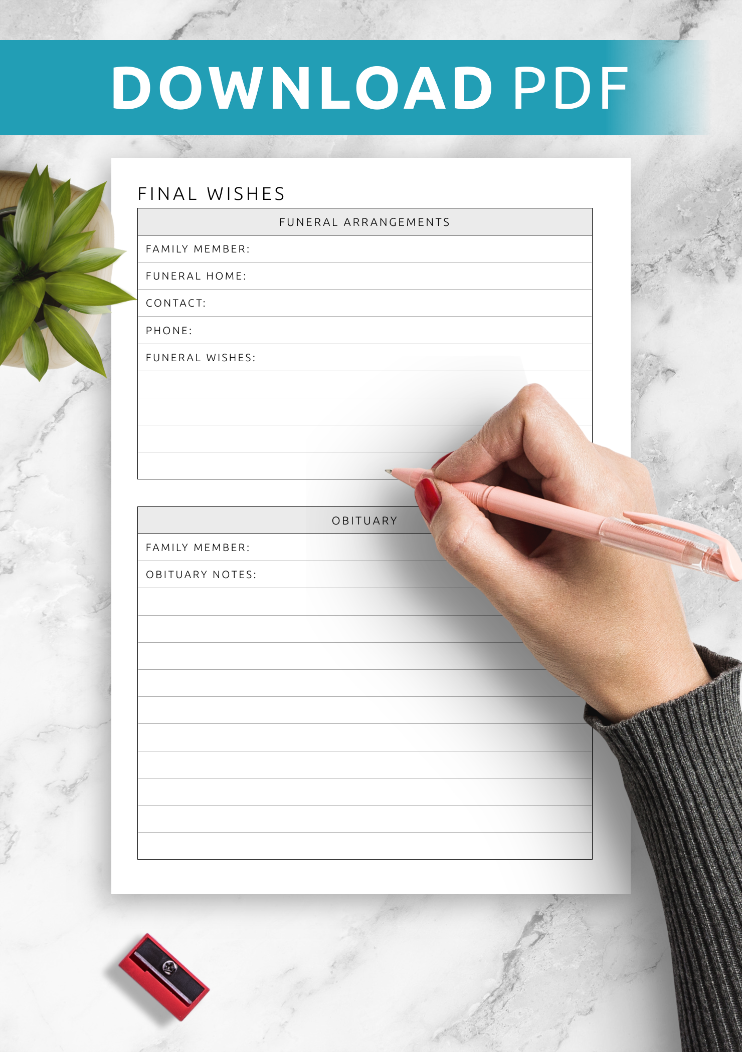 Download Printable Final Wishes Template PDF Download Printable Final Wishes Template PDF