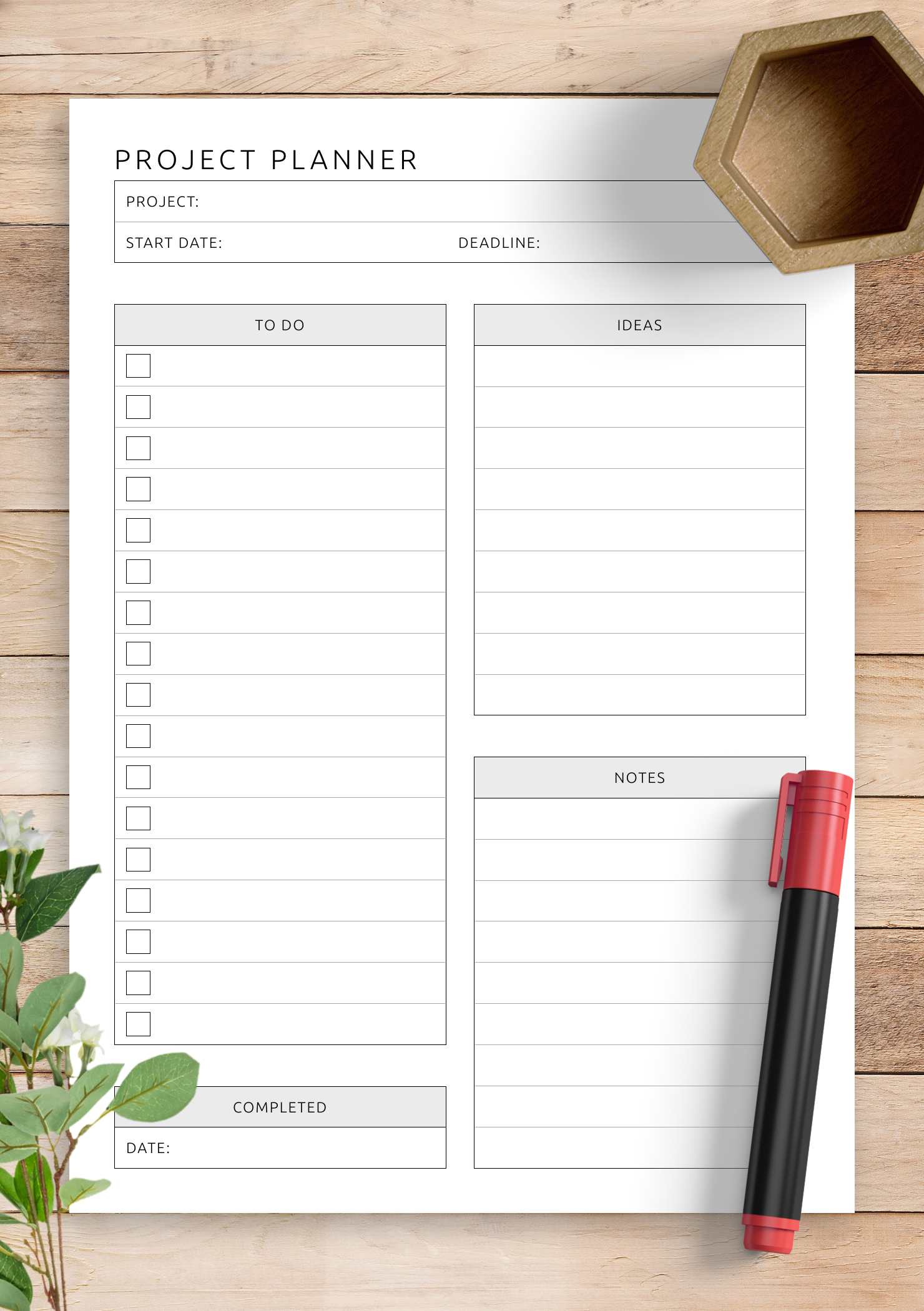 Download Printable One Page Project Planner Template PDF Download Printable One Page Project Planner Template PDF