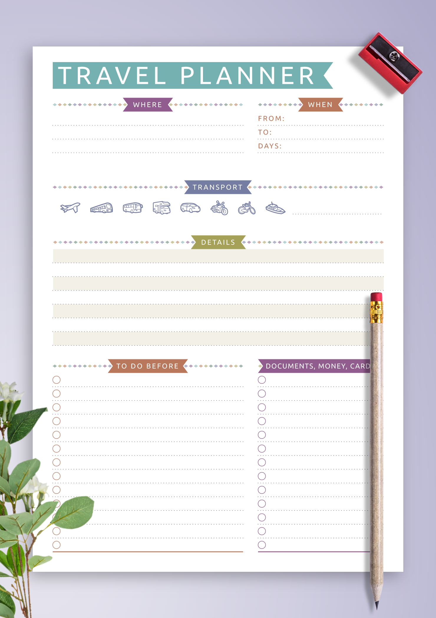 printable vacation planner