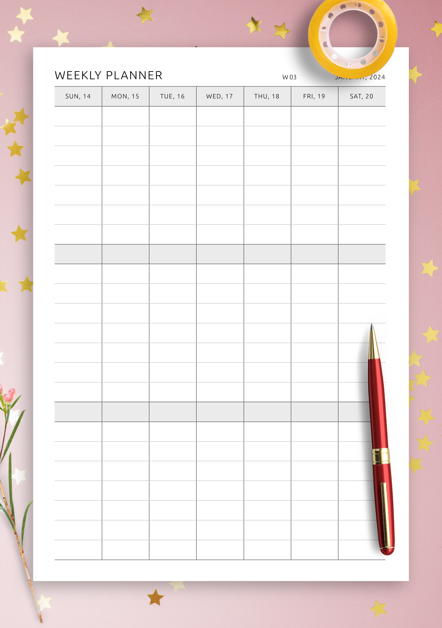 Download Weekly Vertical Planner PDF For ReMarkable Download Weekly Vertical Planner PDF For ReMarkable