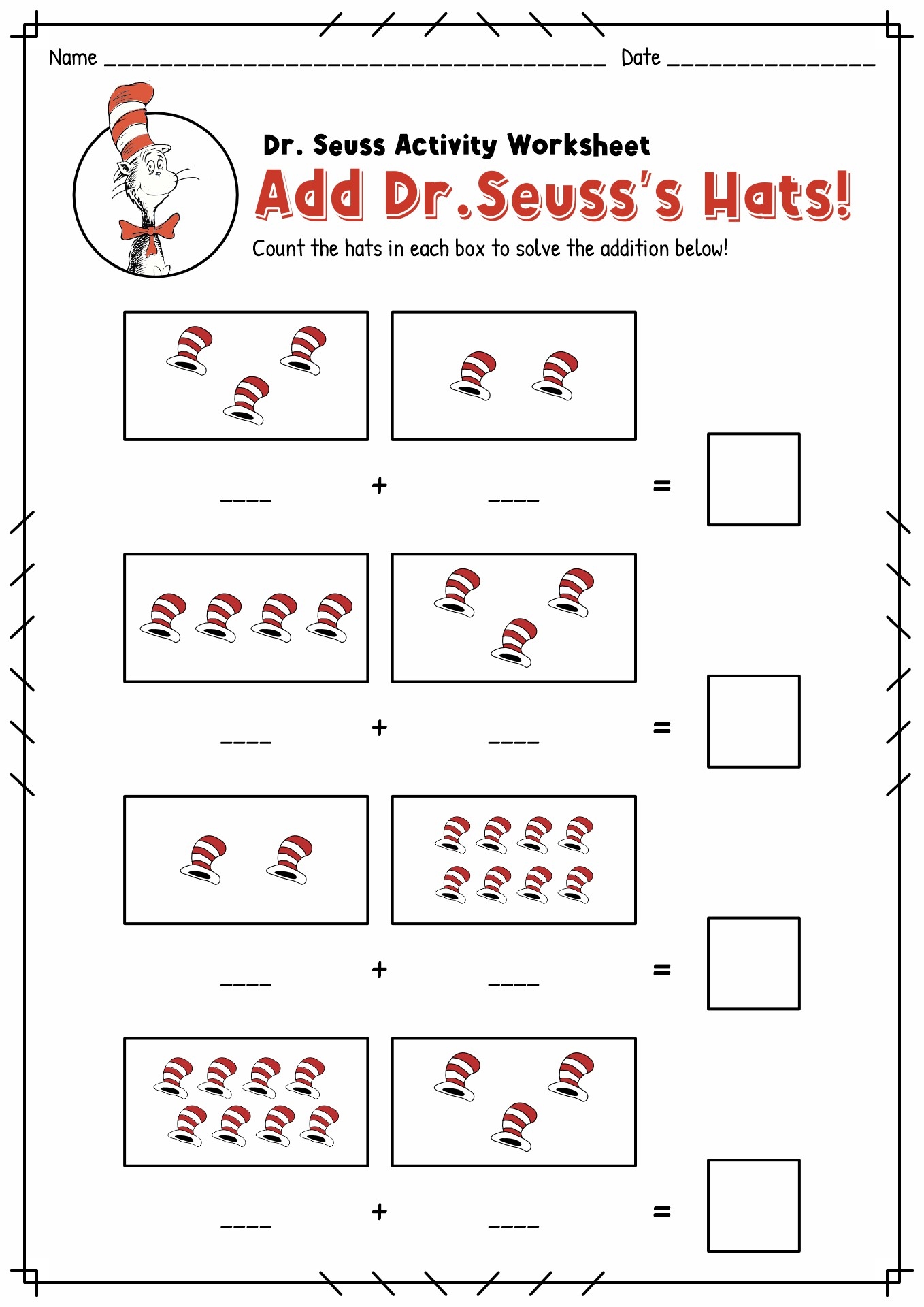 preschool free printable preschool dr seuss worksheets