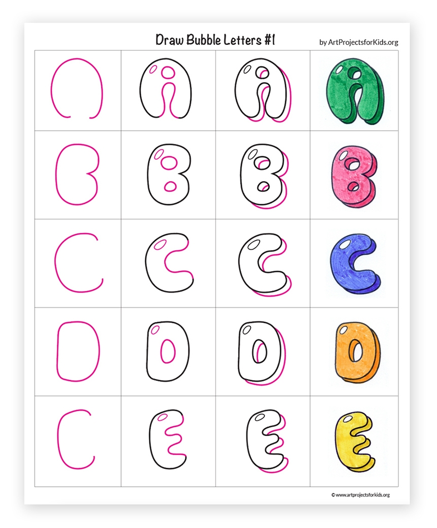 Easy How To Draw Bubble Letters Tutorial And Coloring Page