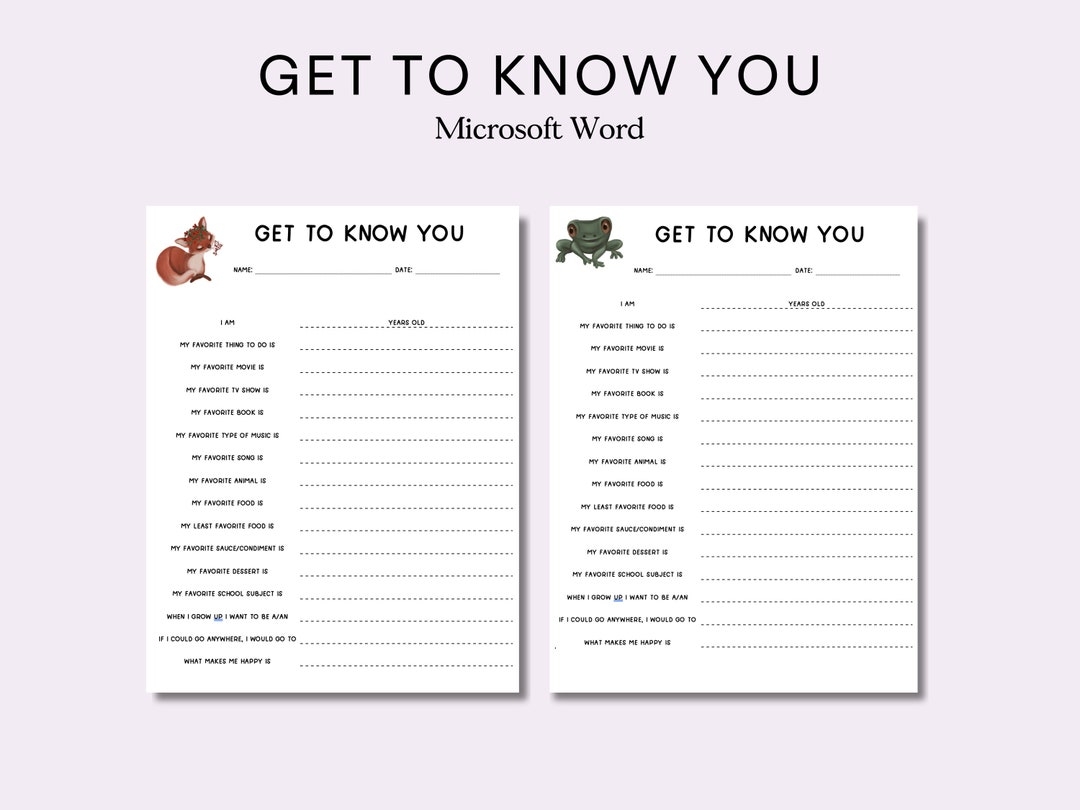 Editable Get To Know You Worksheet Digital Classroom Worksheet Team Activity Get To Know Me Worksheet First Day School Worksheet Etsy
