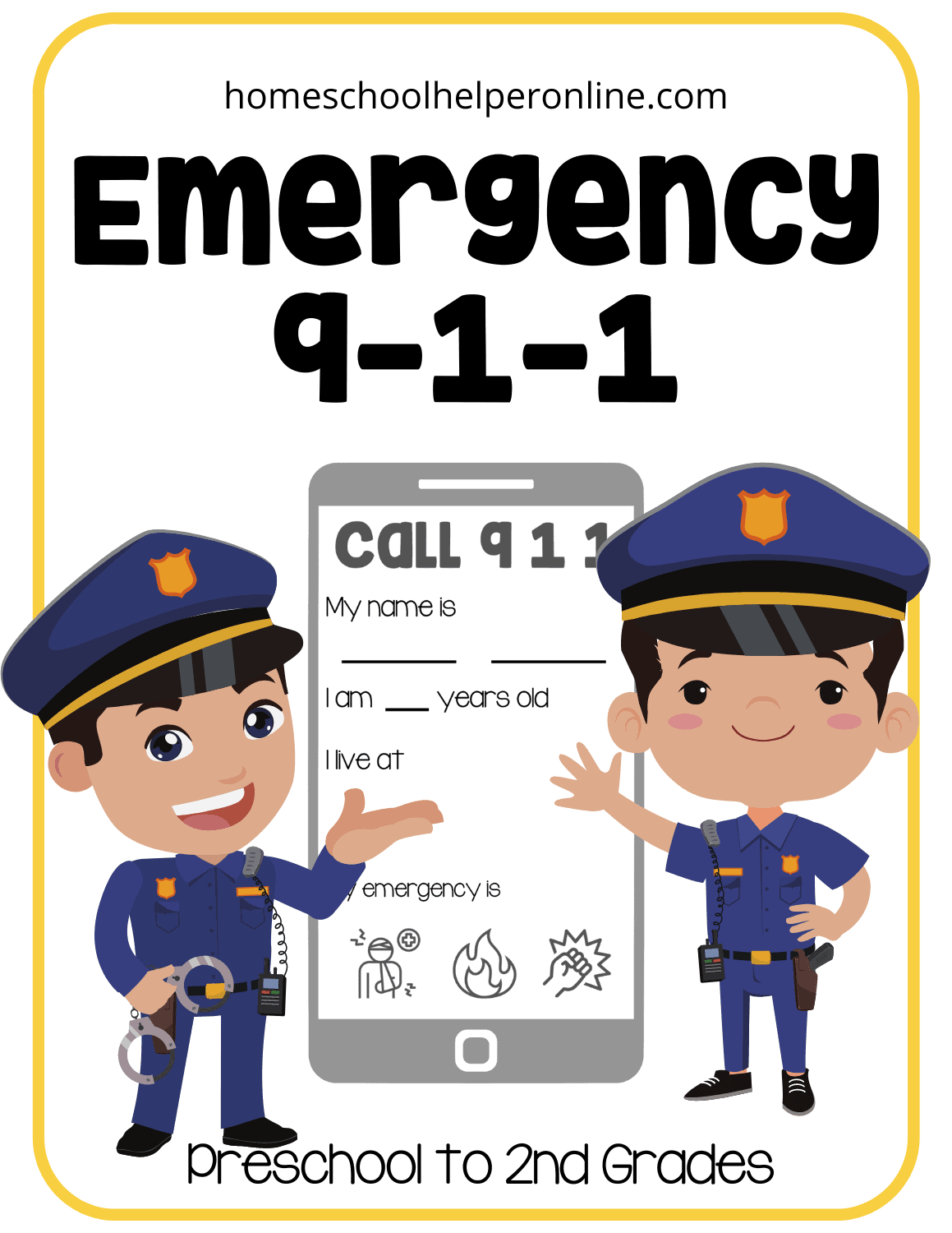 Emergency 911 Preschool Pack Community Helpers Homeschool Helper Online