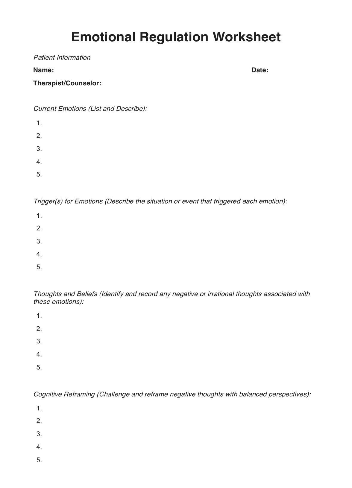 Emotional Regulation Worksheets Emotional Regulation Worksheets