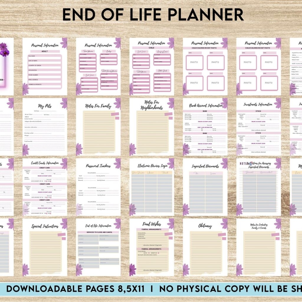 free printable end-of-life planner