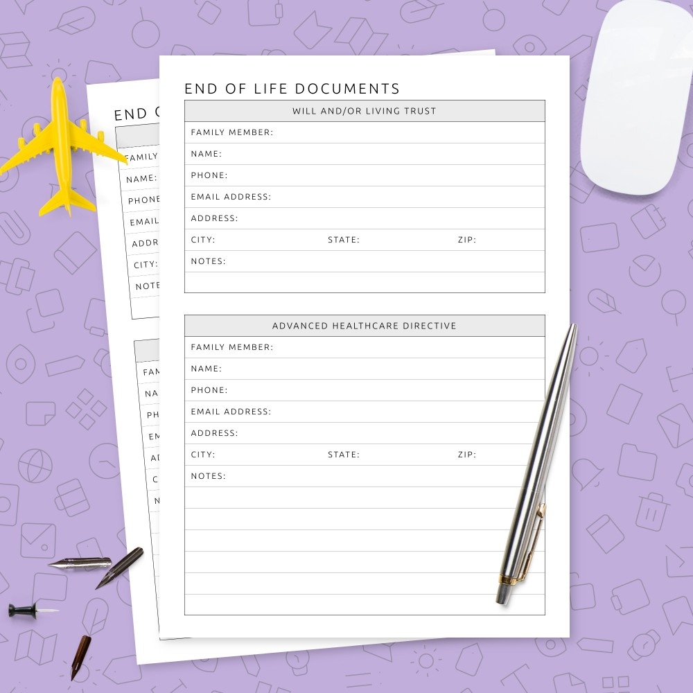 free printable end of life planner template free printable end of life planner template