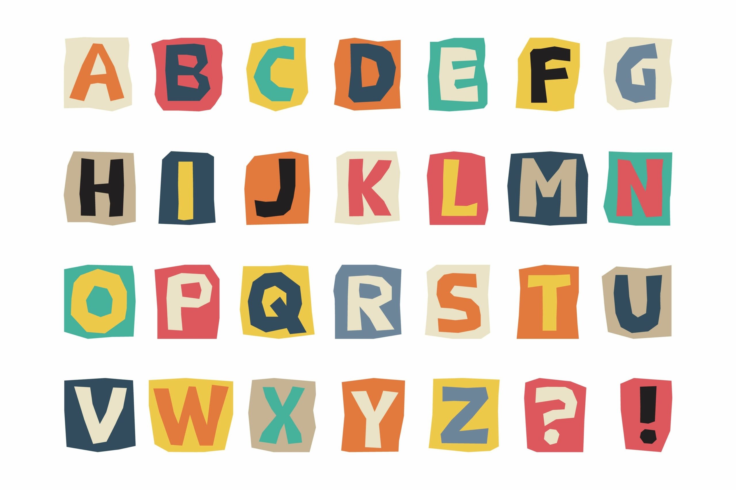 English Cutout Alphabet In Retro Style