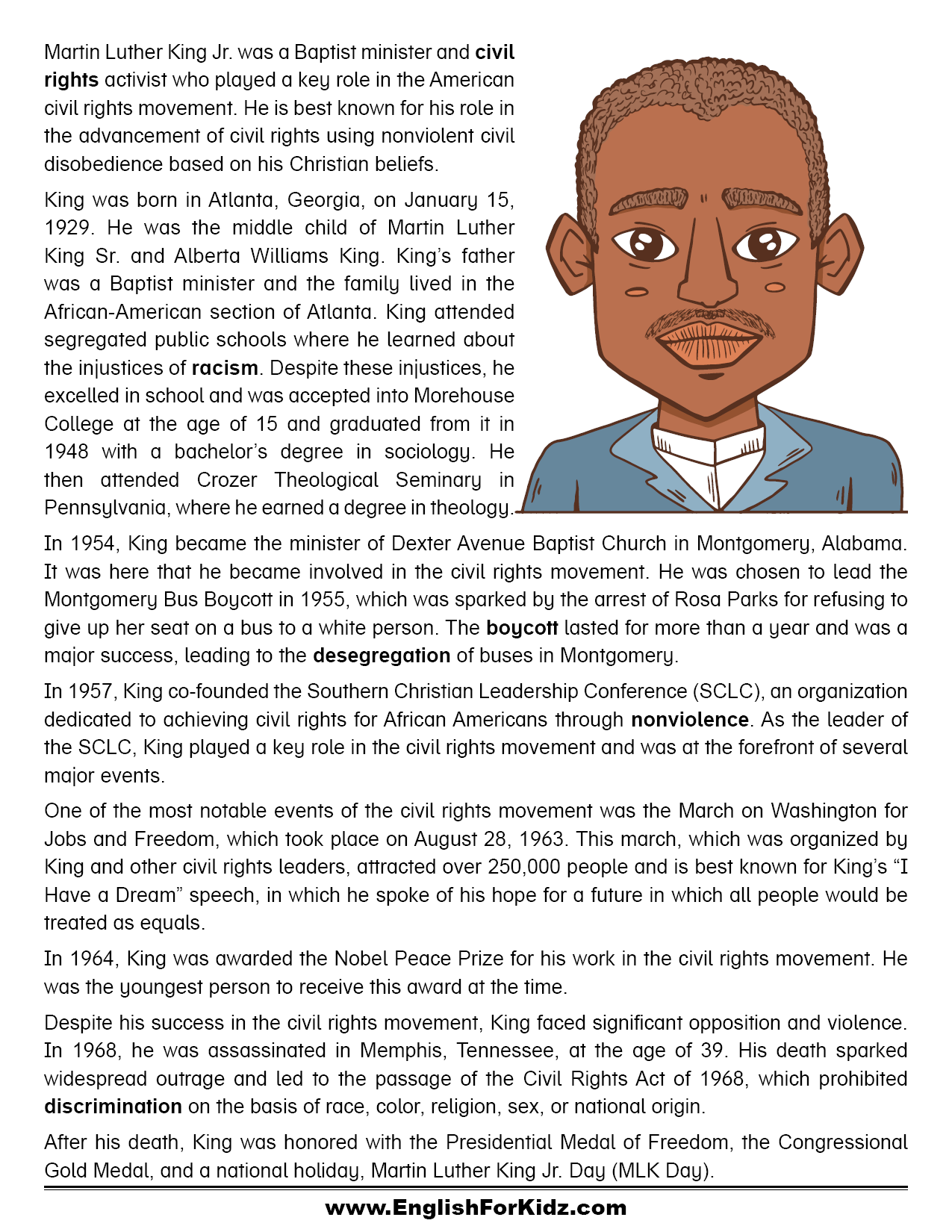 free printable martin luther king worksheets