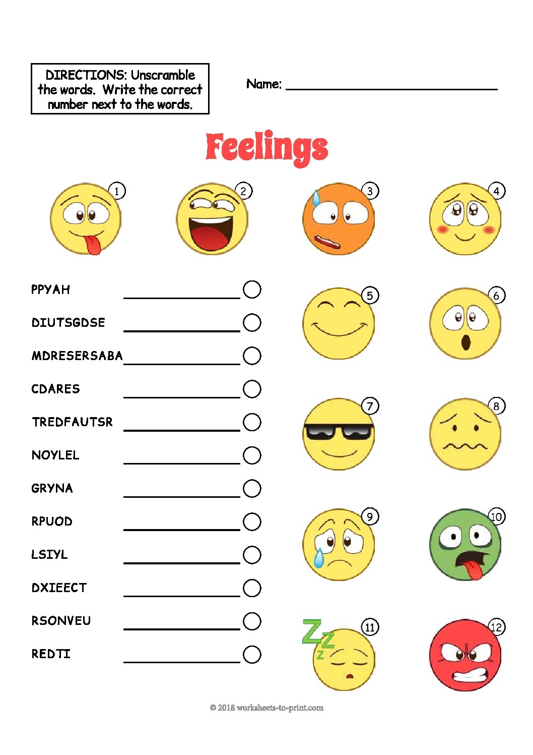 free printable feelings worksheets pdf