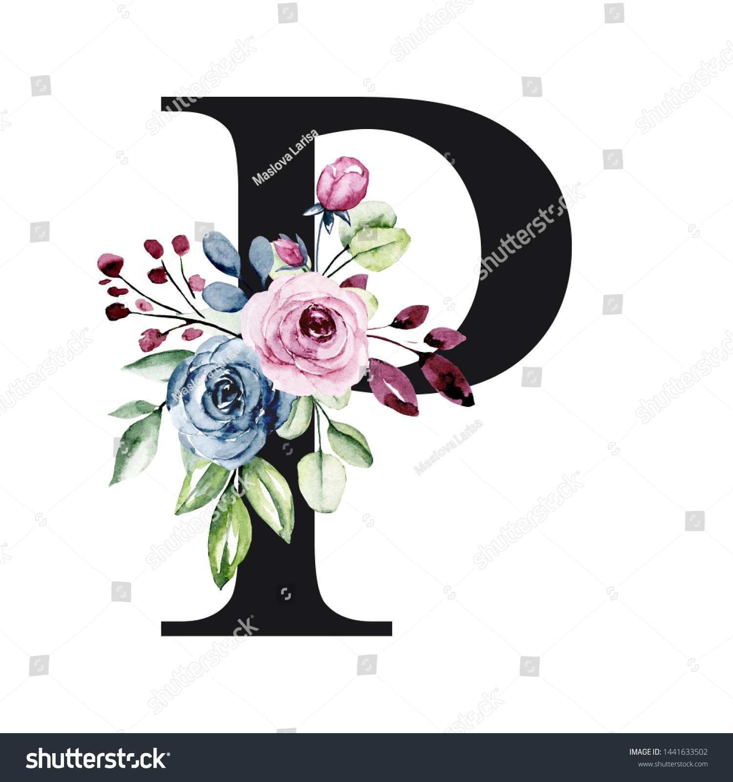 Floral Alphabet Letter P Watercolor Flowers Stock Illustration 1441633502 Shutterstock Floral Alphabet Letter P Watercolor Flowers Stock Illustration 1441633502 Shutterstock