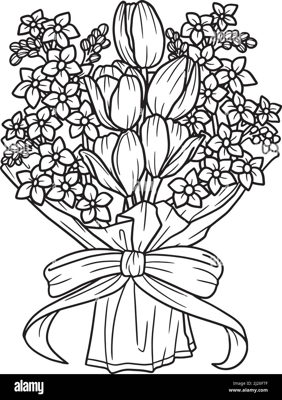 Flower Bouquet Coloring Page For Adults Stock Vector Image Art Alamy Flower Bouquet Coloring Page For Adults Stock Vector Image Art Alamy