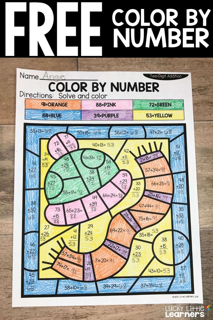 2 digit addition free printable coloring worksheet