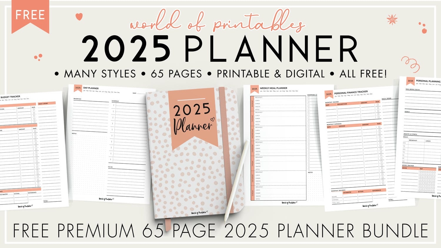 Free 2025 Planner 65 Page Printable Planner 4 Color Styles