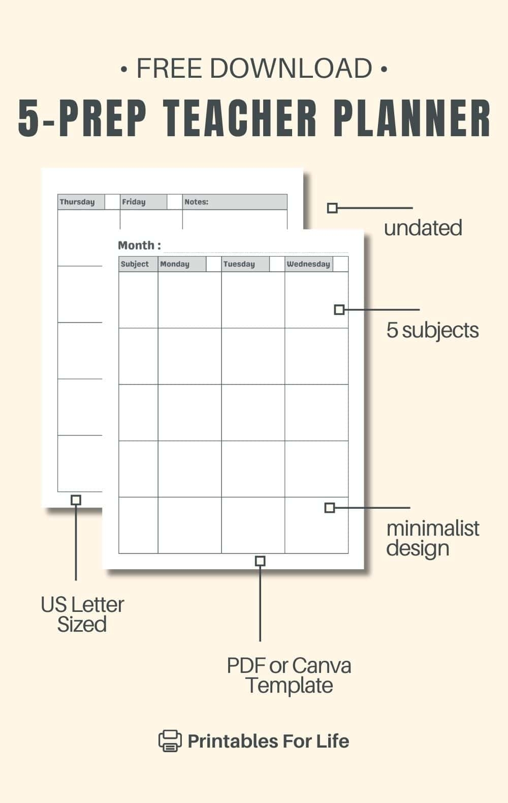 Free 5 Subject Teacher Lesson Plan Template Free 5 Subject Teacher Lesson Plan Template