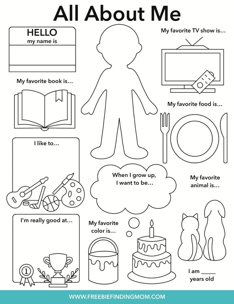 free all about me printable worksheets