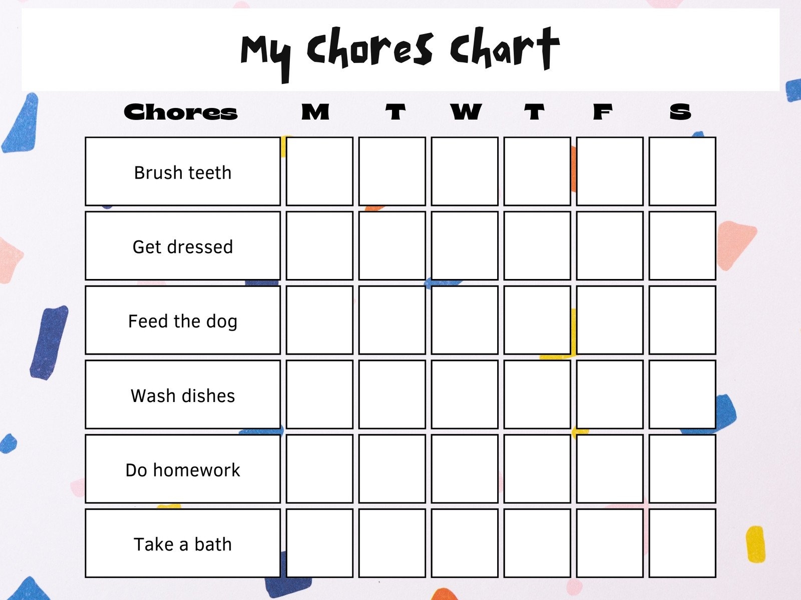 Free And Customizable Chore Templates