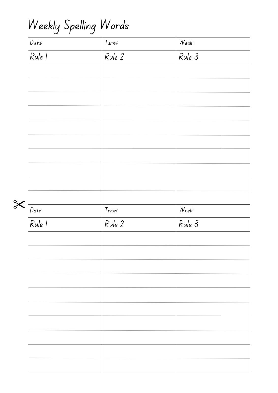 Free And Customizable Spelling Templates