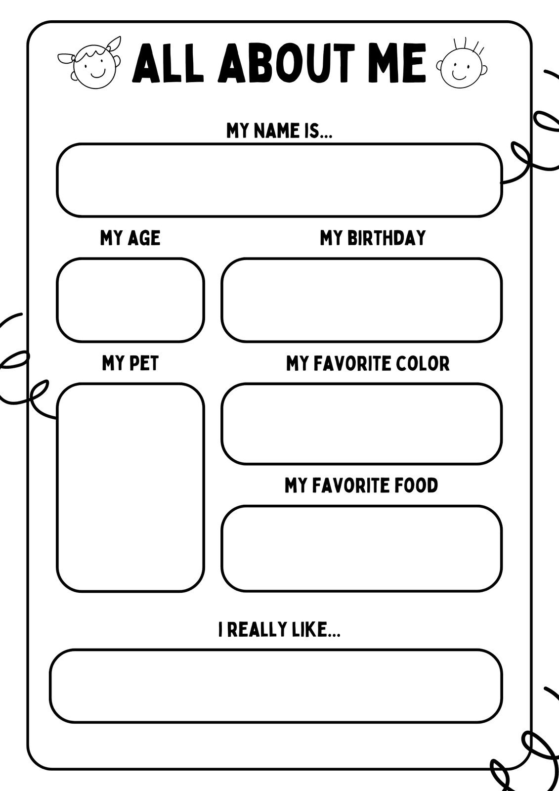 Free And Printable All About Me Worksheet Templates Canva Free And Printable All About Me Worksheet Templates Canva