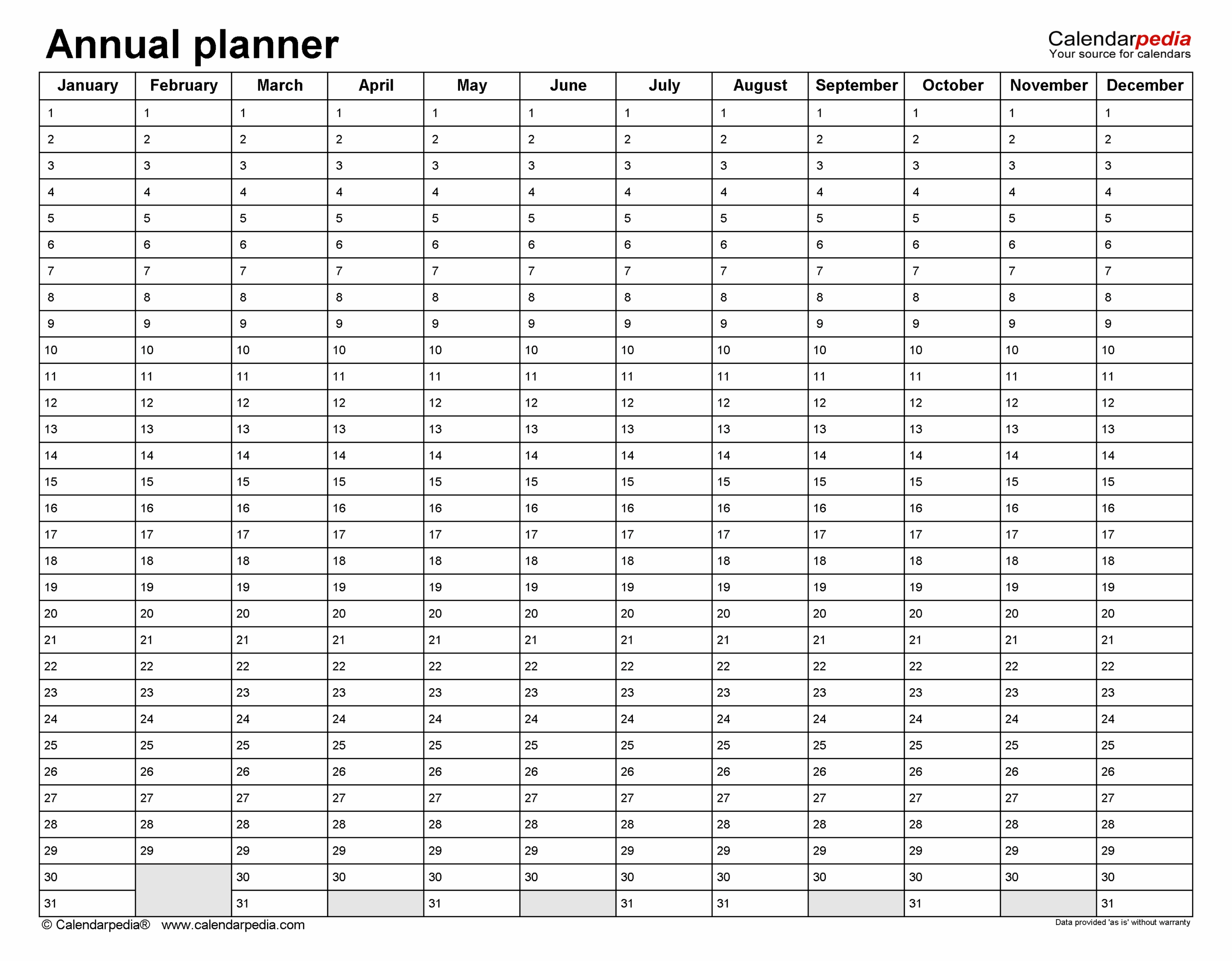 Free Annual Planners In PDF Format 36 Templates