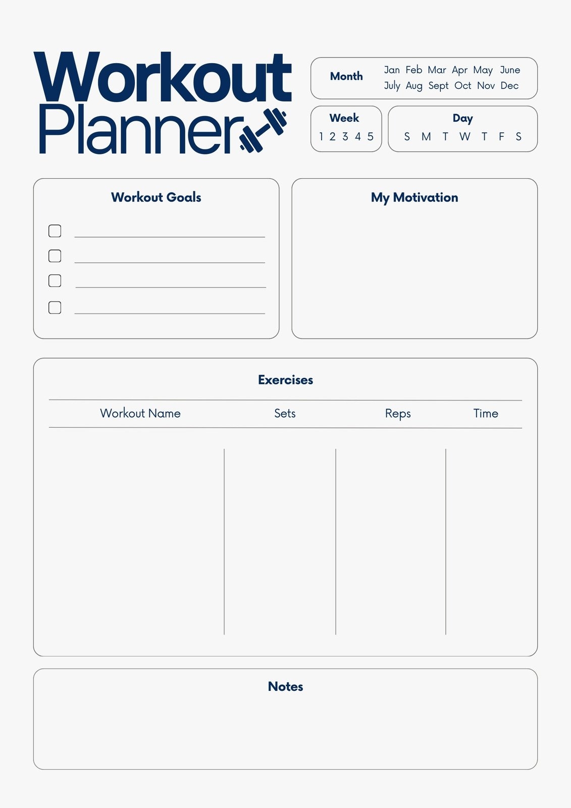 Free Custom Printable Workout Planner Templates Online Canva Free Custom Printable Workout Planner Templates Online Canva