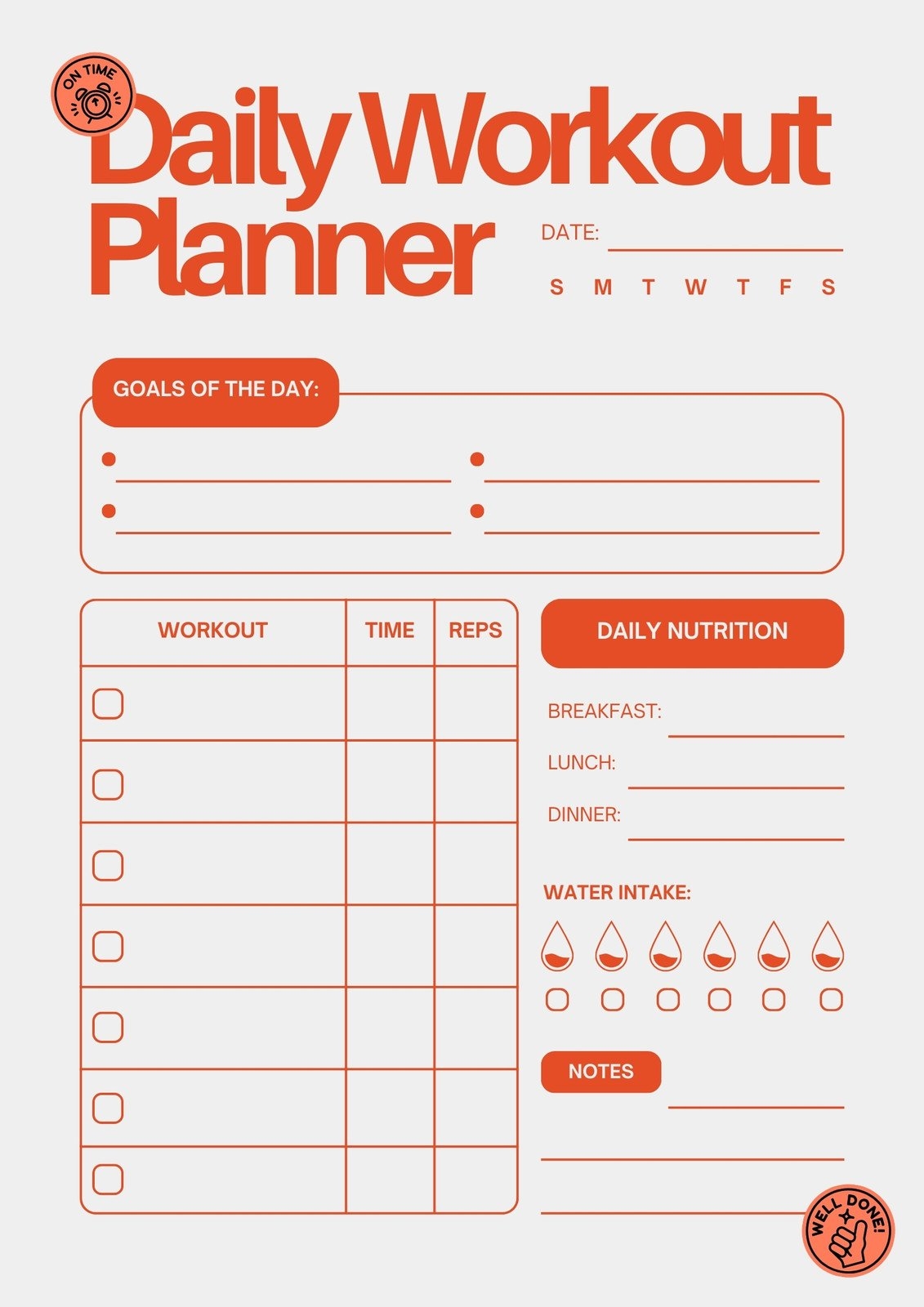 Free Custom Printable Workout Planner Templates Online Canva Free Custom Printable Workout Planner Templates Online Canva