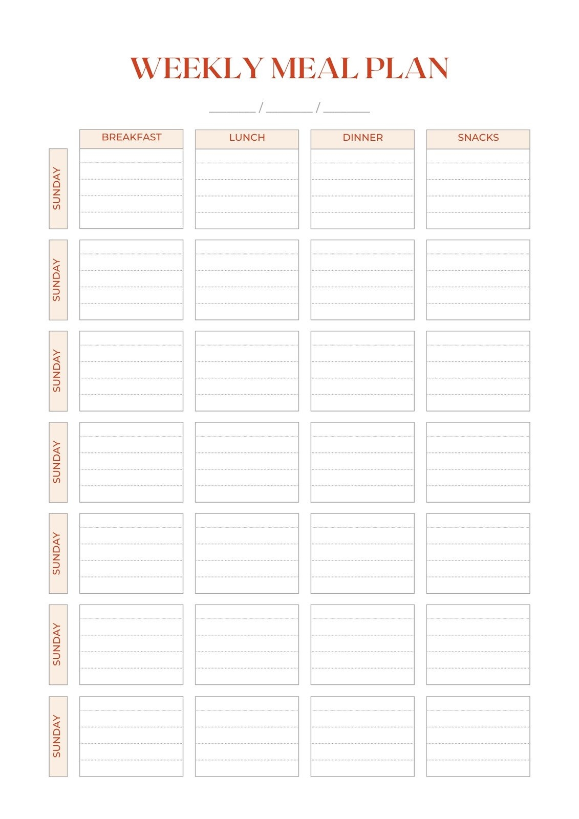 printable meal planner templates